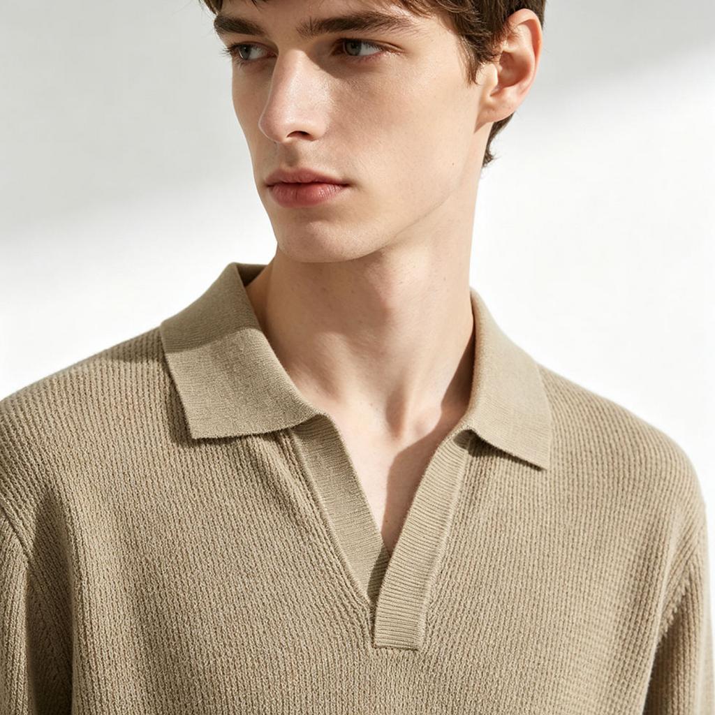 Men’s Wool Blend Knit Polo Sweater