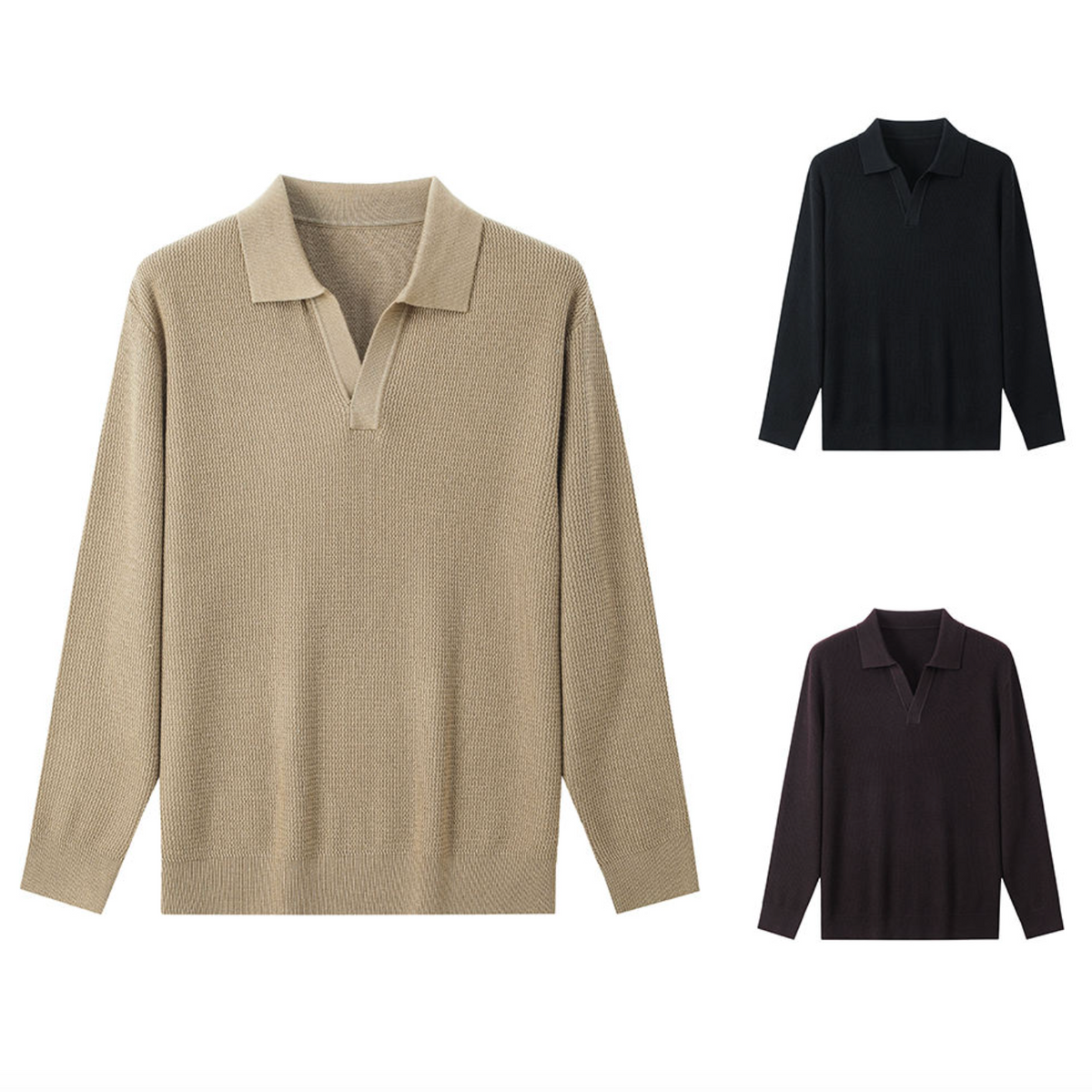 Men’s Wool Blend Knit Polo Sweater