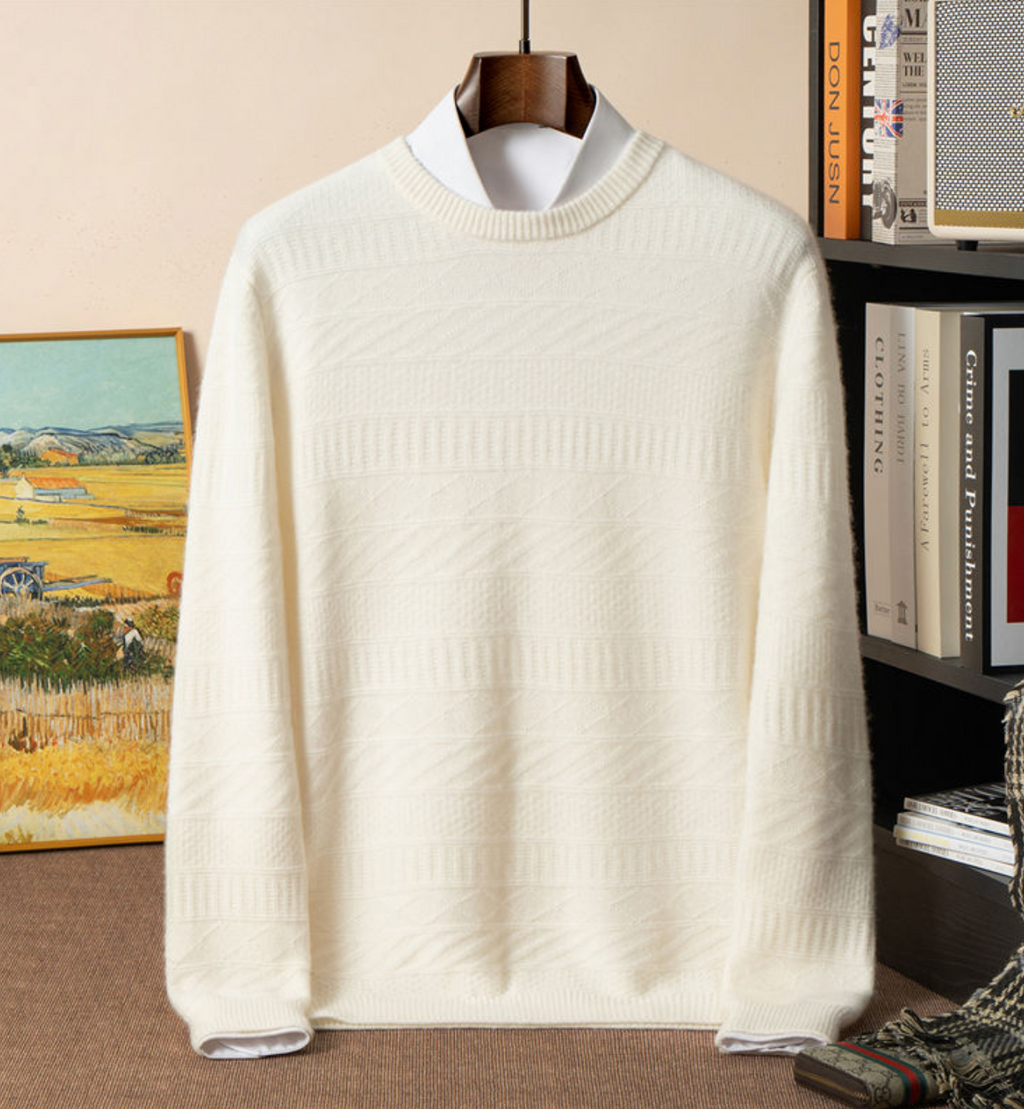 Men’s 100% Cashmere Textured Knit Sweater