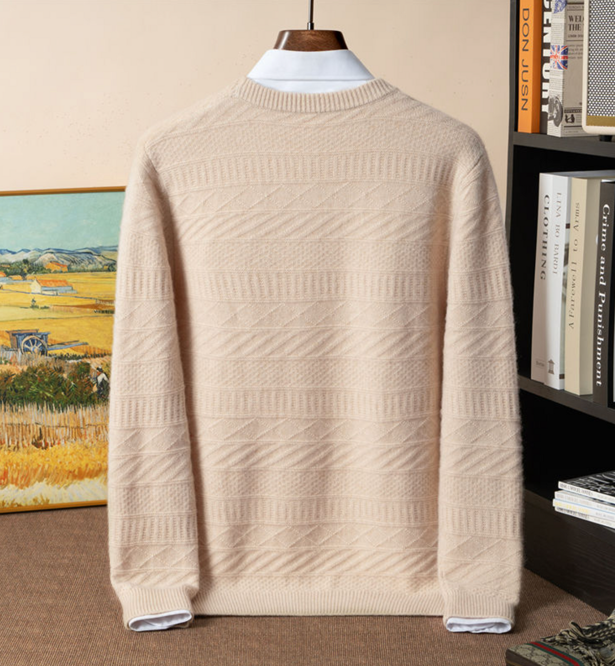 Men’s 100% Cashmere Textured Knit Sweater
