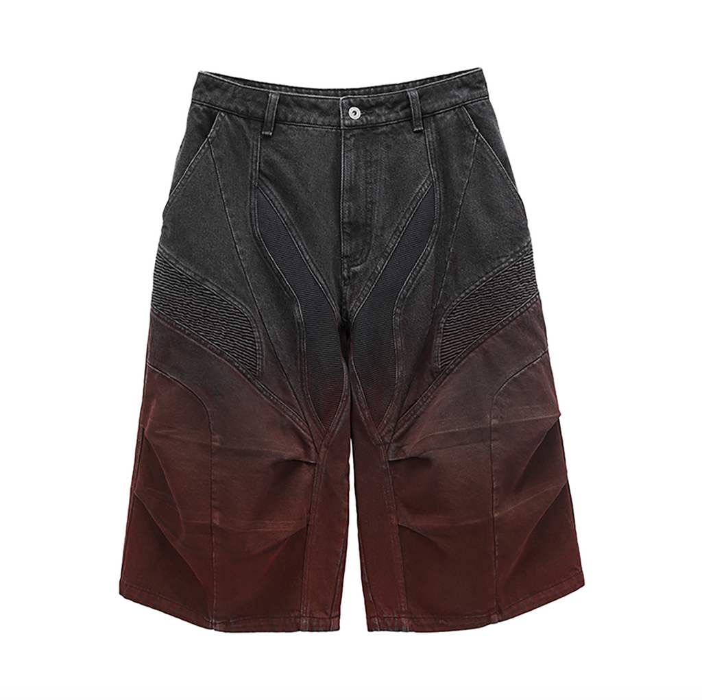 Vintage Dip-Dye Denim Biker Shorts